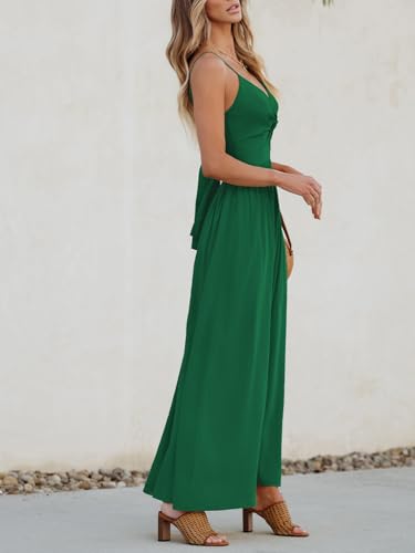 Image of CUPSHE Women Casual Dress Beach Sleeveless V Neck Summer Cutout Spaghetti Straps Formal Maxi Sun Dresses