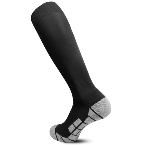 1/3 Paia Bambini Calcio Calzini Uomo Traspirante Ginocchio Alto Calcio Calzini Bambini Adulti Unisex Sport Calzini per Ragazzi Ragazze Corsa Allenamento EU 30-47, 01# nero*1, 34-39