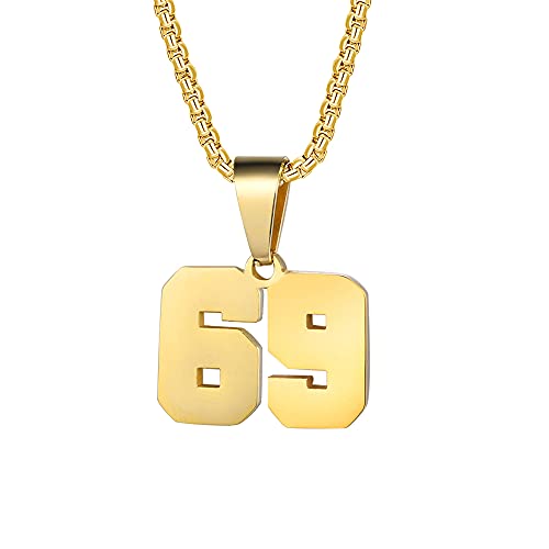 Number Necklaces Personalized Necklaces 18K Gold Plated Initial Number Pendant Stainless Steel Chain Movement Necklaces for Men Women (69)