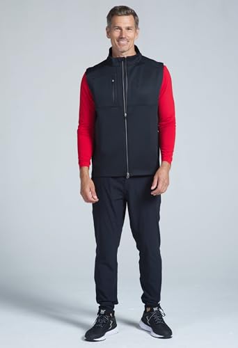 IBKUL Men's Solid Zip-Up Vest – Wind Resistant, Water Repellent, 4-Way Stretch Lightweight Performance Vest 390003
