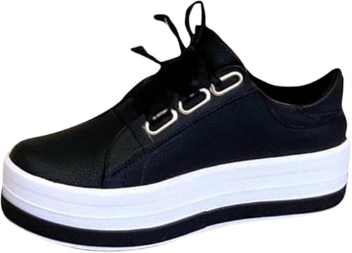 Women's Round Toe Wedges Sneakers Fashion Classic Low Cut Lace Up Platform Walking Dress Shoes Summer Lightweight Breathable Orthotic Flat Loafers Sporty