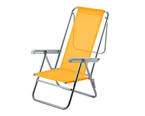 CADEIRA DE PRAIA RECLINÁVEL SUN BEACH ALUMÍNIO AMARELO
