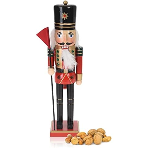 com-four® Figura Decorativa Cascanueces con Bandera roja Cover