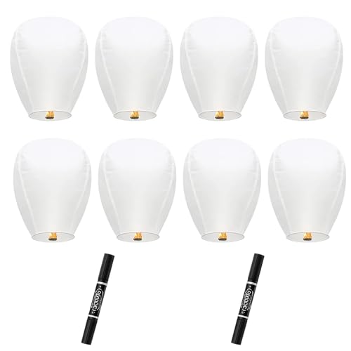 10 lanterne di carta bianche da rilasciare in memoria,...