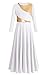 ZYACTU Girls Praise Dance Dress Metallic Block Irregular Liturgical Worship Church Choir Costumes Lyrical Dress Tag 130,White