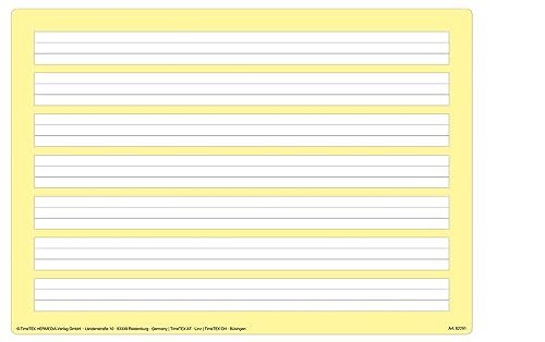 TimeTex - PRIMA-COLORI Schreibübungs-Whiteboard | Für Schreibanfänger mit sieben dreigeteilten Schreibzeilen | Inhalt: 6x Schreibübungs-Whiteboard, Folienstift mit Filzwischer