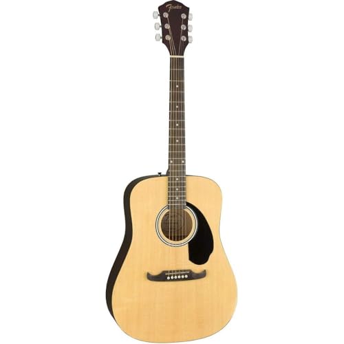Fender FA-125 Dreadnought Guitarra Acústica, Diapasón de Nogal, Natural, con Estuche de Transporte