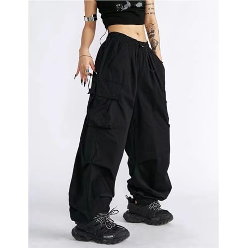 Baggy Parachute Cargo Pants Y2K Drawstring Casual Pants Pocket Design Beam Feet Trousers Loose Fit Pants2