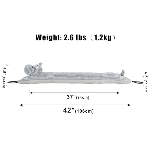 Image of Marwood Under Door Draft Stopper Decorative Wind Stopper 42 inch for Door & Window, Weighted Animal Air Draft Stopper Snake Noise Blocker for Bottom of Door with Hanging Loops - Hippo