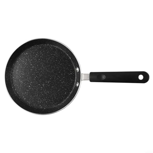 Honseadek Sartén para crepes con revestimiento de mármol de 18 cm para cocinas de gas e inducción, fabricante de panqueques antiadherente con distribución uniforme del calor, antiquemaduras (negro)