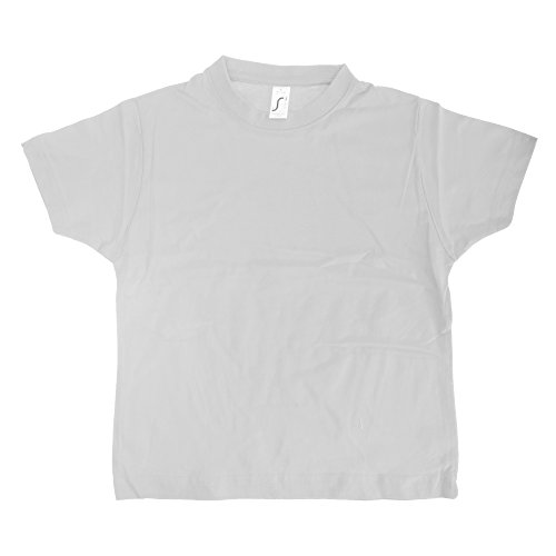 SOLS - Camiseta básica de Manga Corta Modelo Imperial Unisex algodón Grueso Niños Niñas - Deportes/Gimnasia/Correr (10 Años) (Blanco)