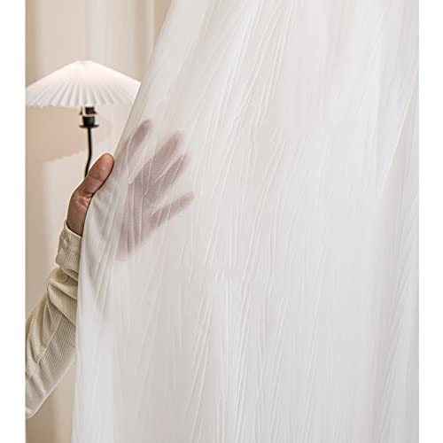 KSTORE Chiffon White Voile Curtains Window Treatment Eyelet/Pencil Pleat Semi Sheer Curtain for Living Room Bedroom Balcony 2 Panels,Hook up,W120xL190cm - Image 7