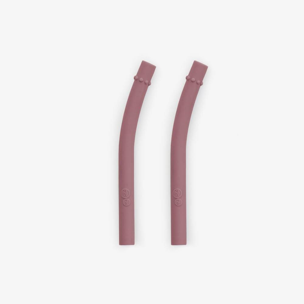 ezpz Mini Cup Replacement Straw - 100% Silicone - Reusable and Long Lasting - (2 Pack of Mauve)