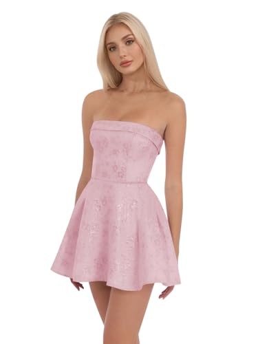 Strapless Jacquard Homecoming Dresses for Teens A Line Satin Short Prom Party Gown 2025