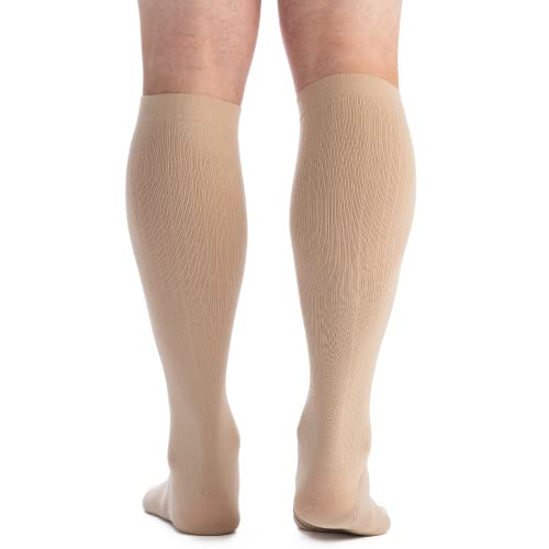Image of EvoNation Men's Classic Ribbed Knee High 8-15 mmHg Gentle Compression Socks | Comfortable support for long days, with a roomy balloon toe, soft nonbinding welt and secure stay-up fit for work and travel.
