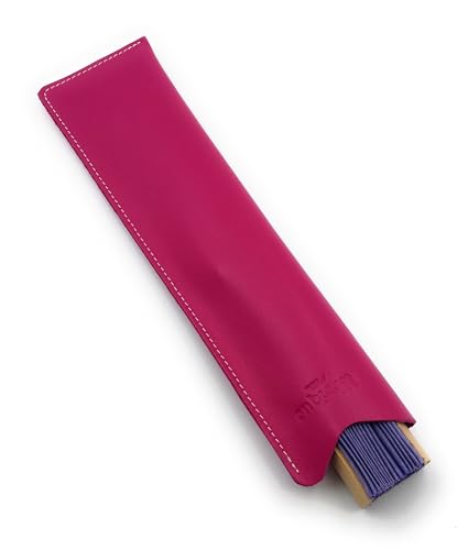 franartPiel - Funda de abanico plana para abanicos de 23cm - Estuche de cuero para proteger tu abanico - Hecho a mano en Piel Ubrique (Guinda)