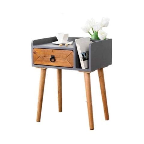 HUGUJ Steady Pine Wood Drawer Cabinet Handle Storage Cabinet Stable Bedside Table MDF Sheet Aluminum Nightstand Easy Install Cover