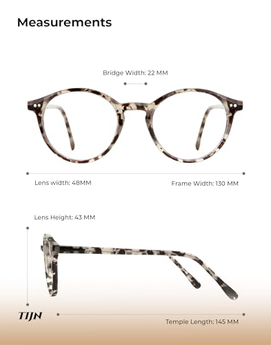 Image of TIJN Blue Light Blocking Glasses Men Women Vintage Thick Round Rim Frame Eyeglasses
