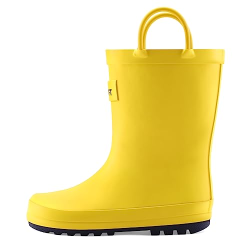 Image of mysoft Kids Rain Boots for Girls Boys Toddler Waterproof Rubber Cute Printed with Easy-On Handles