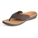 PowerStep Men's Arch Support Orthotic Flip Flop Sandals, Shock Absorbing Sole, Plantar Fasciitis Relief, Neutral Arch Support, Lightweight, Non-Slip Tread, Brown, 11