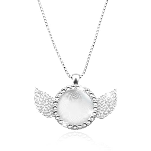 Sudaporn Personalized Rhinestone Photo Necklaces Memorial Angel Wing Photo Frame Necklace for DIY Crafters Gift Ziconia DIY Custom Picture Holder Pendant Personalized Photo Necklaces Silver