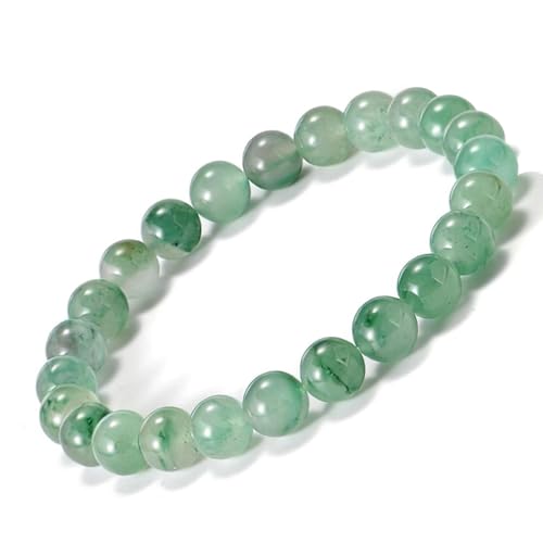 Aluckiss 8mm African Jade Bracelets for Women Men 6.8 inch African Jades Crystal Round Beaded Stretch Bracelet Natural Gemstone Handmade Polishing Stone for Spiritual Healing Meditation Yoga