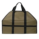 Transportador de leña de lona resistente y bolsa de mano para chimenea y estufa de leña, autónomo con asas acolchadas y diseño cerrado para ensuciar, 61 x 30,5 x 25,4 cm (color cardijo claro)