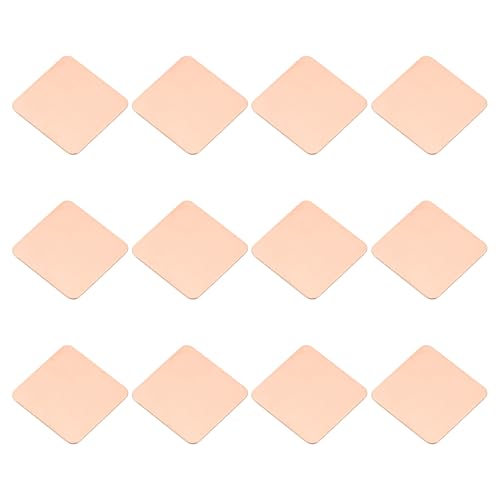 PATIKIL Copper Heatsink Pad Shims, 12 Pcs 15x15x0.5mm Copper Pad Shim IC Chipset GPU CPU Thermal Heatsink for Cooling Laptop Desktop Computer
