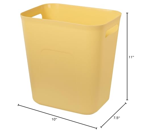 Image of UUJOLY Plastic Small Bathroom Trash Can Wastebasket, 3.5 Gallon, Yellow