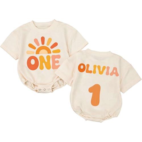 BearPodTD Personalized Half Way Around The Sun Bubble Romper, Cute Sun Outfit For Half Birthday, 1/2 Birthday Baby (Design 3, 0-24 Months)