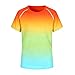 Boy Swim Set Short Sleeved Summer Swimming T Shirt With Gradient Shorts Bathing Suits Quicking Dry Activewear Outfits(Orange,8-9 Years)