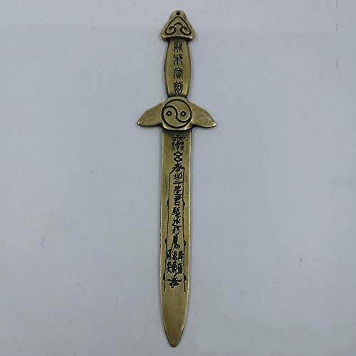 金属真鍮製刀形装飾品 赤い紐付き　アンティーク仏教 金属真鍮製刀形装飾品 赤い紐付き アンティーク仏教