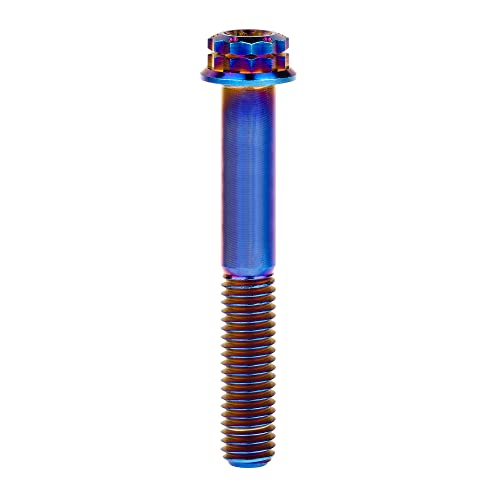 Image of Titanium Flange 12 Point Head M8 x15 20 25 30 35 40 45 50 55 60 65mm Screw Bolt Pack of 4 (M8x55mm, Burning Blue)