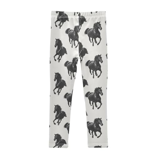 Girls Leggings Black Horses Animal Soft Toddler Leggings for Girls Kids Pants Size 4T-10T2