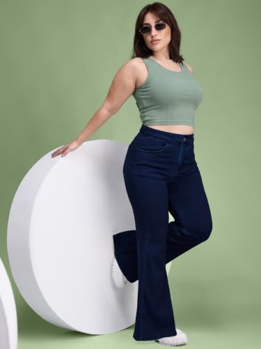 Image of Miss Chase A+ Women's Wide Leg High Rise Regular Length Stretchable Denim Jeans