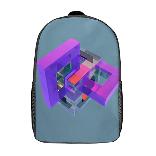 Sac à dos scolaire 17 pouces avec imprimé 3D facettes pour enfants et adultes