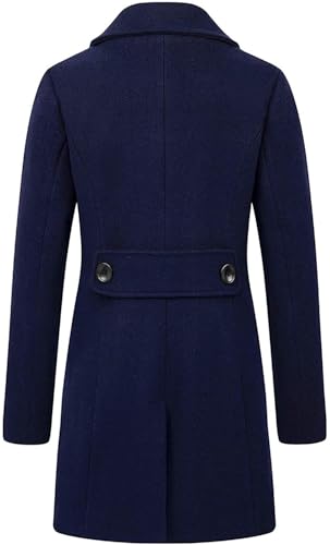 Image of chouyatou Women Elegant Notched Collar Double Breasted Wool Blend Over Coat