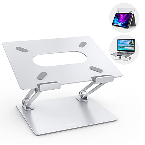 XIDU Laptop Stand for Desk, Adjustable Computer Stand Aluminum Laptop Holder Riser Stand Compatible with MacBook Pro, Dell XPS, HP, Support 10"-17" Laptops and Tablets (Silver)