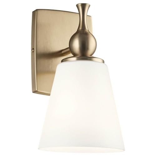 Kichler, Cosabella 6 Inch 1 Light Wall Sconce with Satin Etched Cased Opal Shade in Champagne Bronze, 55090 by Kichler - Used condition - US$65.70