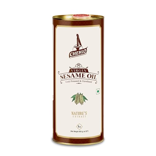 CHEKKO 100% Pure Cold-Pressed Sesame Oil, 1 Liter (33 Fl Oz)...