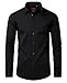 DEMEANOR Dress Shirts for Men Long Sleeve Mens Dress Shirts Cotton Regular Non Iron Formal Shirts for Men Dress Shirt Black