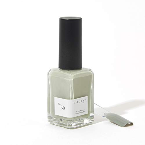 Sundays Non-Toxic Nail Polish, Glossy Shine Finish. No.30: Sage Gray, Long Lasting, Vegan & Cruelty-Free, 1.7 oz