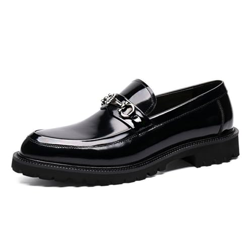 Men's Shiny Patent Leather Dress Shoes Comfortable Artificial PU Walking Shoes Loafers Work Flats Formal Business Wedding Shoes for Men Comfortable Non-Slip Shoes