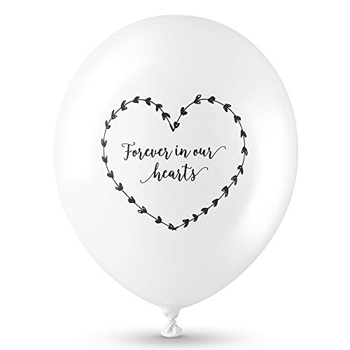 ANGEL & DOVE 25 White 'Forever In Our Hearts' Biodegradable Funeral Remembrance Balloons - for Memor - //coolthings.us
