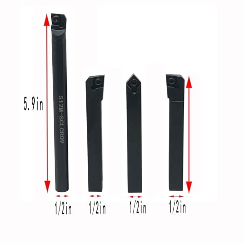 Image of 1 /2in Metal Lathe Tools Boring Bar, Turning Tools Holder Set S12M-SCLCR09 /SCLCR1212H09 /SCLCL1212H09 / SCMCN1212H09 with Indexable Carbide Turning Insert CCMT32.51 /CCMT09T304