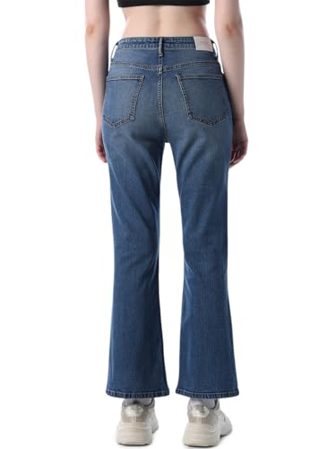 Image of ONLY Women's Solid Flared High Rise Black Jeans