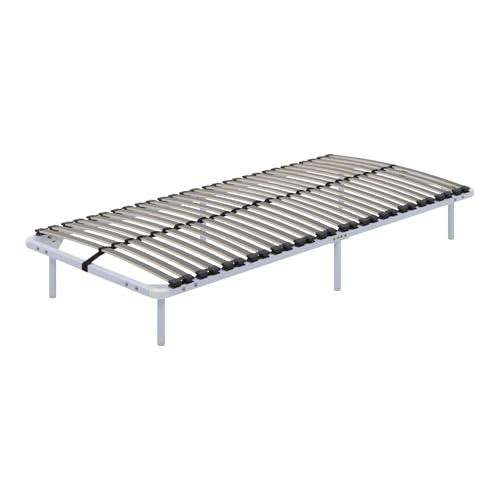 MOG CASA Somier Ortho IF02 100x200 cm con Laminas Amortiguadoras de Madera, Marco Sólido de Metal Blanco, Diferentes Tamaños, 23cm de Altura con Almacenamiento Debajo de la Cama