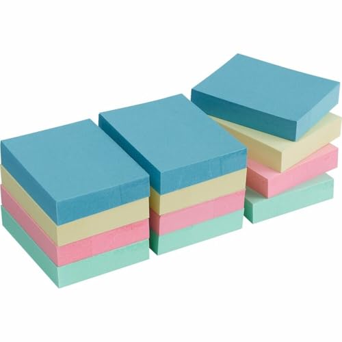 Business Source Premium Adhesive Notes 1.875 x 1.375 (1 78 X 1 38) Inches, Pack of 12 Pads of 100 - Pastel (16500) image 3