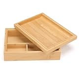RYO TRUST Storage Stash Box with Rolling Tray, Bamboo Box with Large Storage Space to Organize Herb Accessories - Comes with Convertible Rolling Tray Lid and 2 Dividers, 8.6" x 6.3" x 2.5" (Large) - Image 6