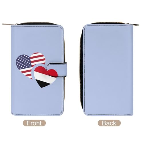Yemen U.S. Flag Long Wallet for Women Men Purses Coin Pouch Credit Card Holder Organizer3